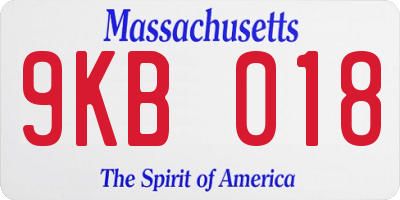 MA license plate 9KB018