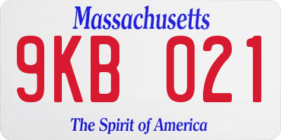 MA license plate 9KB021