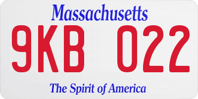 MA license plate 9KB022
