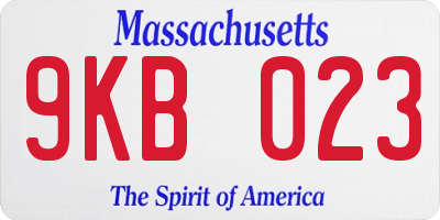 MA license plate 9KB023