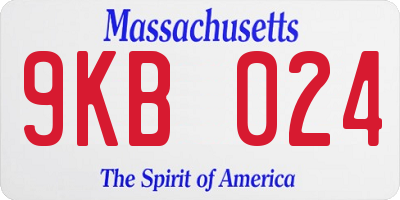 MA license plate 9KB024