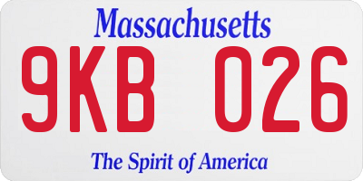 MA license plate 9KB026