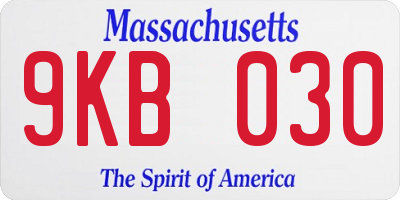 MA license plate 9KB030