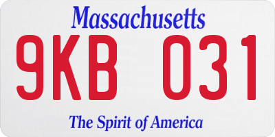MA license plate 9KB031