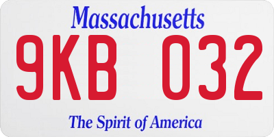 MA license plate 9KB032