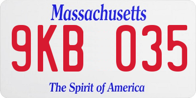 MA license plate 9KB035