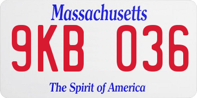 MA license plate 9KB036
