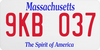MA license plate 9KB037