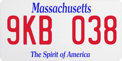 MA license plate 9KB038