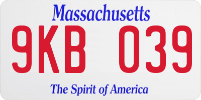 MA license plate 9KB039