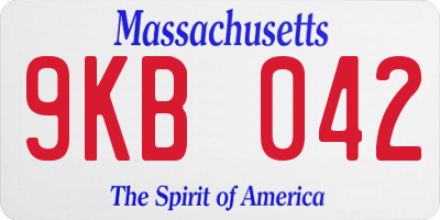 MA license plate 9KB042