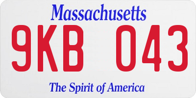 MA license plate 9KB043