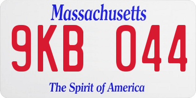 MA license plate 9KB044