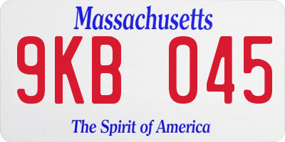 MA license plate 9KB045