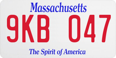 MA license plate 9KB047