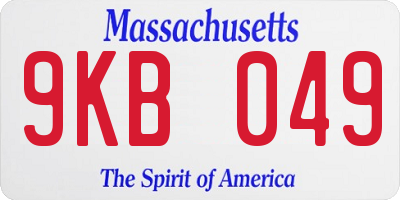 MA license plate 9KB049