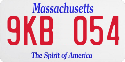 MA license plate 9KB054