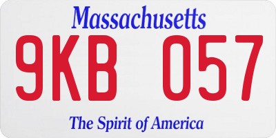 MA license plate 9KB057