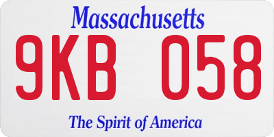 MA license plate 9KB058