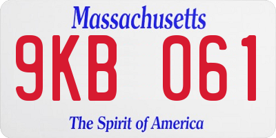 MA license plate 9KB061