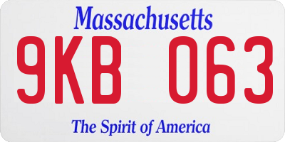 MA license plate 9KB063