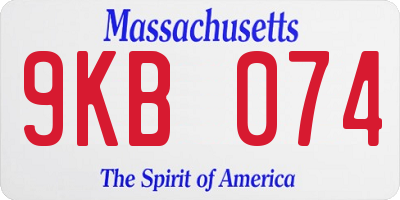 MA license plate 9KB074