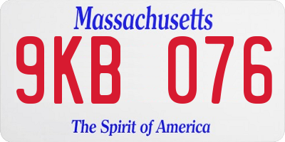 MA license plate 9KB076