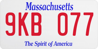 MA license plate 9KB077