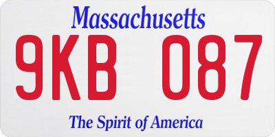 MA license plate 9KB087