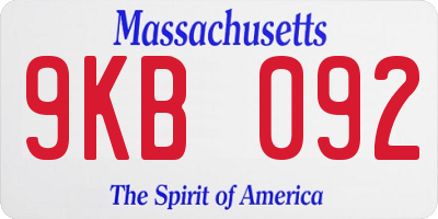MA license plate 9KB092