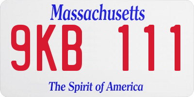MA license plate 9KB111