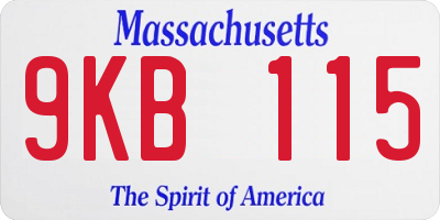 MA license plate 9KB115