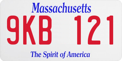 MA license plate 9KB121