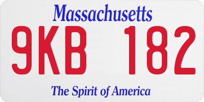 MA license plate 9KB182