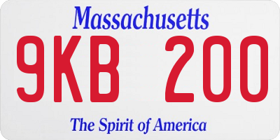 MA license plate 9KB200