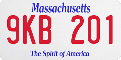 MA license plate 9KB201