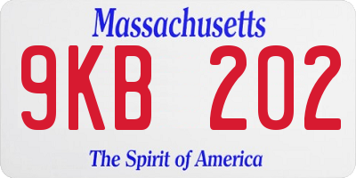 MA license plate 9KB202