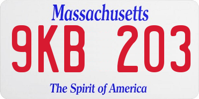 MA license plate 9KB203