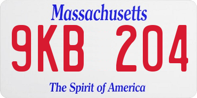 MA license plate 9KB204
