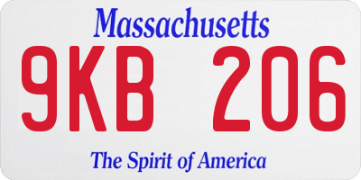 MA license plate 9KB206