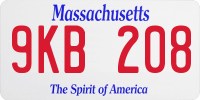 MA license plate 9KB208