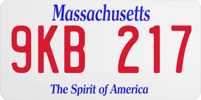 MA license plate 9KB217