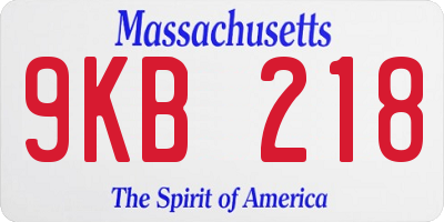 MA license plate 9KB218