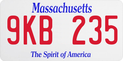 MA license plate 9KB235