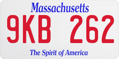 MA license plate 9KB262