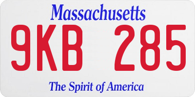 MA license plate 9KB285