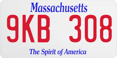 MA license plate 9KB308
