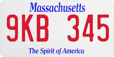 MA license plate 9KB345