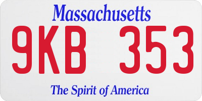 MA license plate 9KB353
