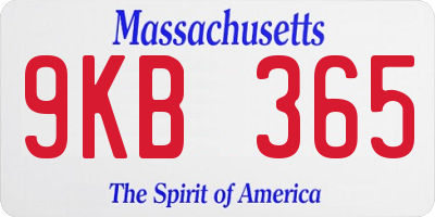 MA license plate 9KB365